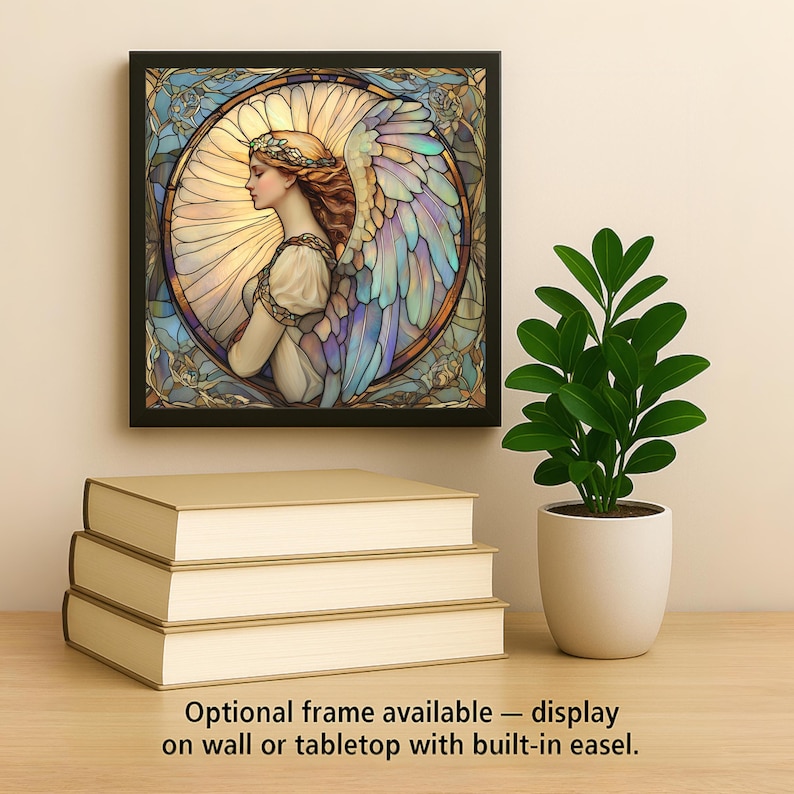 Guardian Angel Wall Art Ceramic Tile Stained Glass Style Memorial Sympathy Religious Spiritual Gift Decor image 2