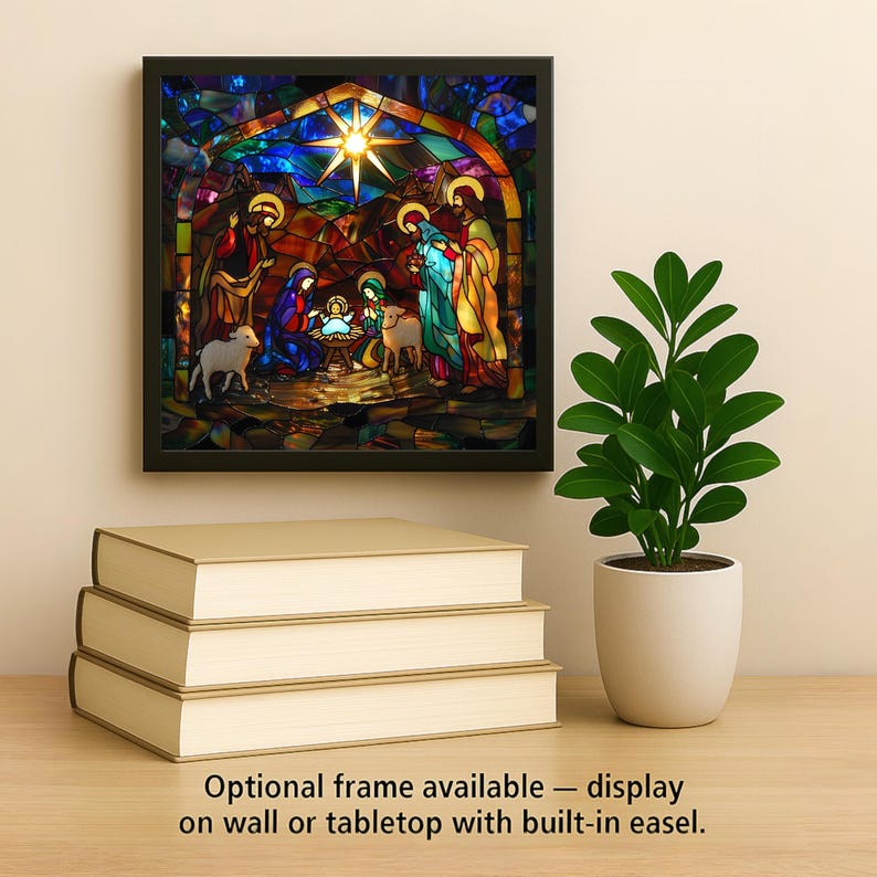Nativity Wall Art Ceramic Tile Stained Glass Style Christmas Gift Holy ...