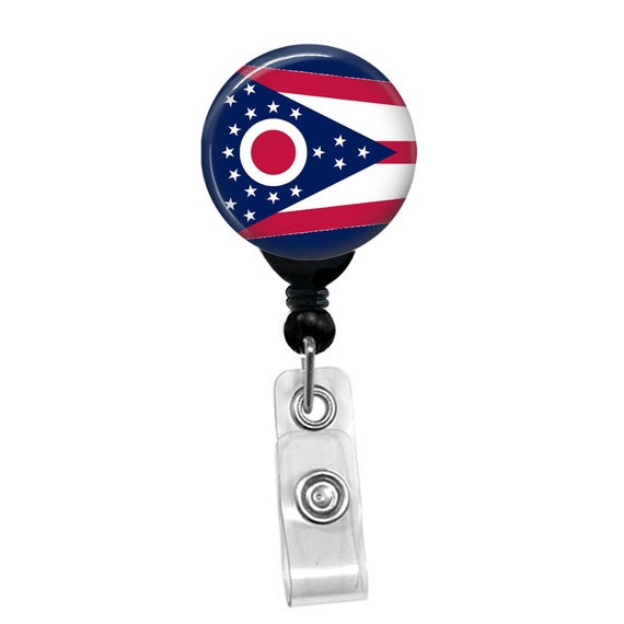 Ohio State Flag Badge Reel ID Card Retractable Custom Flag Badge Holder