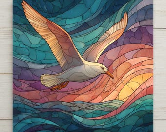 Seagull Wall Art Ceramic Tile Coastal Bird Gift Ocean Decor Nautical Wall Art Beach House Tile