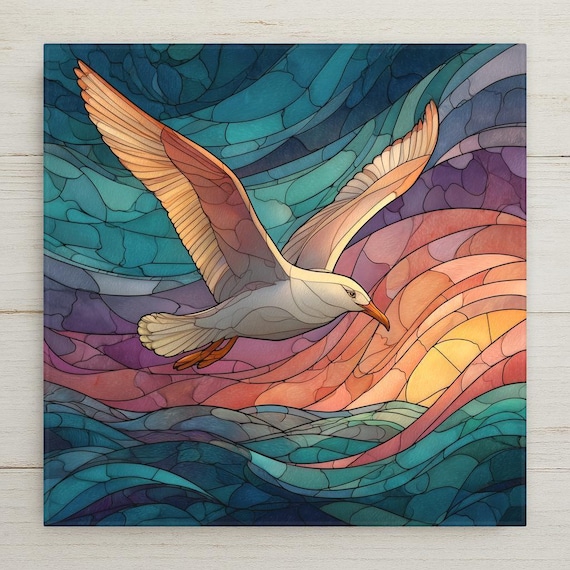 Seagull Wall Art Ceramic Tile Coastal Bird Gift Ocean Decor Nautical Wall Art Beach House Tile