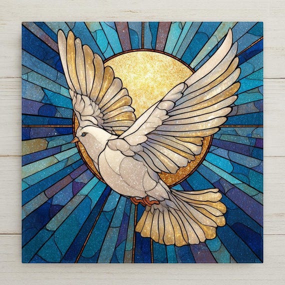 Dove Ceramic Tile Wall Art - Stained Glass Style Christian Home Decor, Peace Mosaic Spiritual Gift