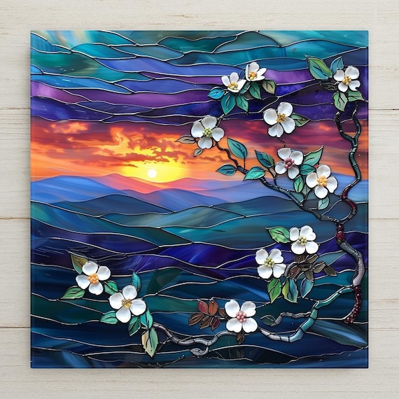 Dogwood Blossom Ceramic Tile Wall Art Spring Floral Decor Southern Home Decor Nature Lover Gift