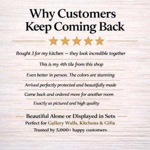 The image is a promotional image for a shop that sells kitchenware, featuring a list of reasons why customers should keep coming back.