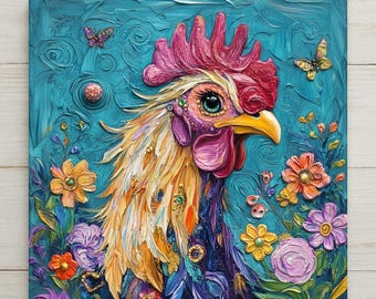 Whimsical Rooster Ceramic Tile Art: Rustic Farmhouse Kitchen Decor for Home and Restaurant