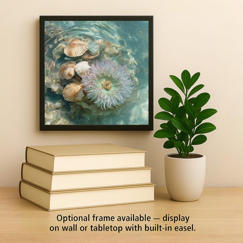 Sea Anemone Ceramic Tile Wall Art – Stained Glass Style Coastal Decor, Ocean Nature Wall Decor Home Decor Gift image 2