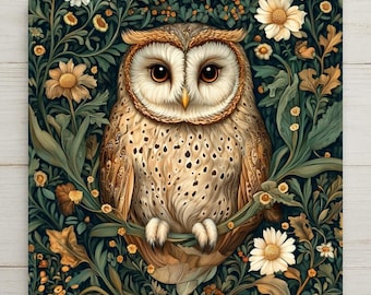 Woodland Owl Wall Art Ceramic Tile Owl Lover Gift Cottage Decor Bird Art Nature Lover Gift Nature Tile
