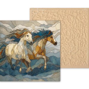 Running Horses Wall Art Ceramic Tile Couples Gift Wedding Decor Anniversary Gift Horse Lover Tile image 9