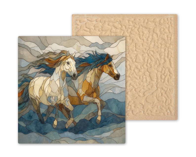Running Horses Wall Art Ceramic Tile Couples Gift Wedding Decor Anniversary Gift Horse Lover Tile image 9