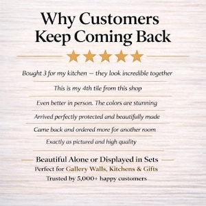 The image is a promotional image for a shop that sells kitchenware, featuring a list of reasons why customers should keep coming back.