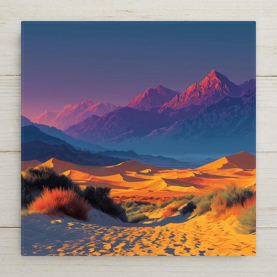 Death Valley Wall Art Ceramic Tile California Gift Southwest Decor Desert Dunes Nature Art Place Identity Badwater Art