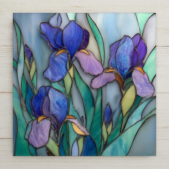 Iris Flower Wall Art Ceramic Tile Spring Floral Decor Garden Lover Gift Mothers Day Gift