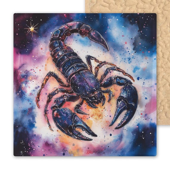 Zodiac Scorpio Ceramic Art Tile - Celestial Astrology Wall Decor - Unique Birthday Gift for Scorpions