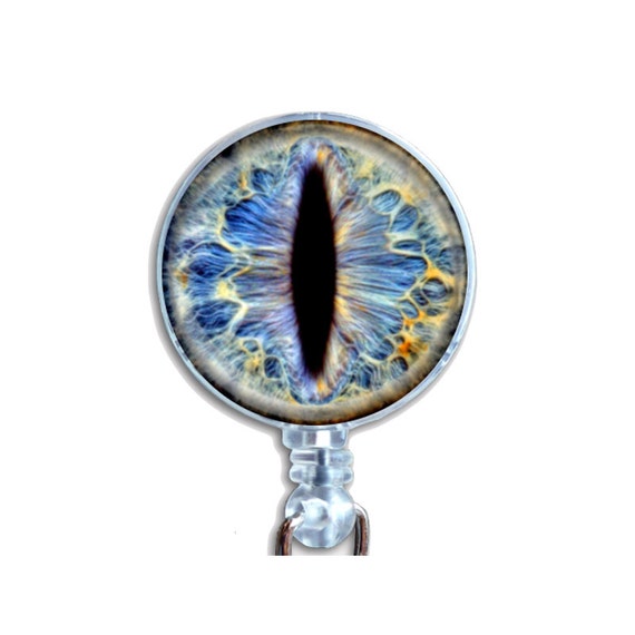 Dragon Eye Badge Reel – Retractable ID Holder with Cat Eye, Reptile Eye, Evil Creature Eye Design for Nurses, Vets, Teachers, Fantasy Fans