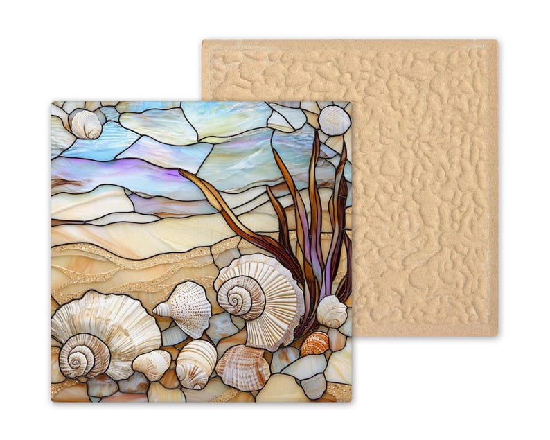 Seashell Wall Art Ceramic Tile Coastal Gift Beach House Decor Ocean ...