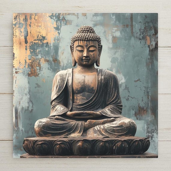 Serene Buddha Ceramic Tile Art: Zen Meditation Decor, Spiritual Gift