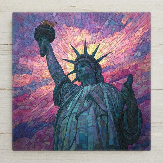 Statue of Liberty Wall Art Ceramic Tile New York Gift Patriotic Decor NYC Landmark Art Freedom Gift Tile