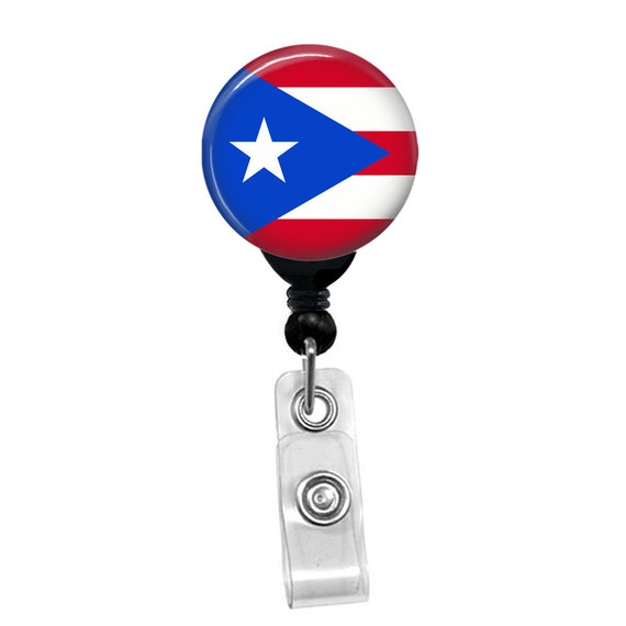 Puerto Rico Flag Badge Reel ID Card Retractable Custom Puerto Rican Flag Badge Holder