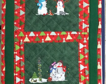 Embroidered Snowman Wall Hanging/Table Runner Quilted