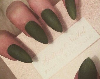 Army Green Nails Etsy