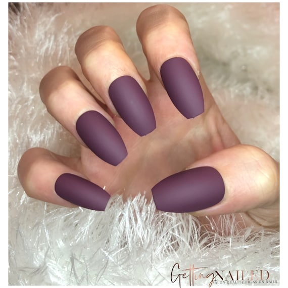 Matte False Nails Mocha False Nails Deep Purple Nails Dark Etsy Matte False Nails Mocha False Nails Deep Purple Nails Dark Etsy