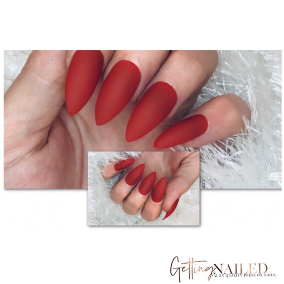 Matte Red Nails Red False Nails Red Fake Nails Reusable Etsy Australia