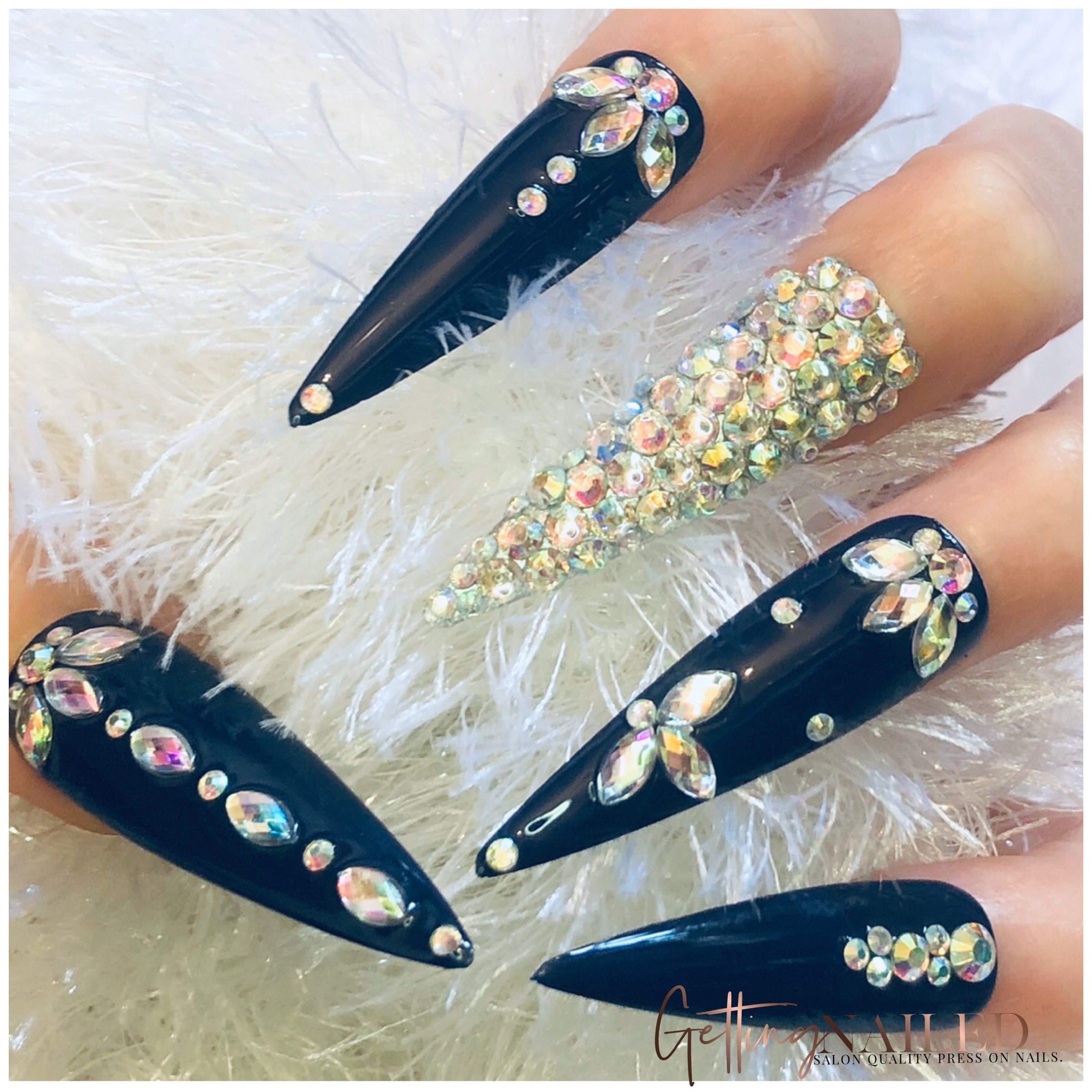 Navy Luxe Navy False Nails Coffin False Nails Reusable - Etsy