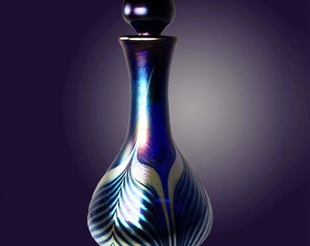 Gorgeous Large 11" Iridescent Decanter Steve Correia Signed and Dated 1981