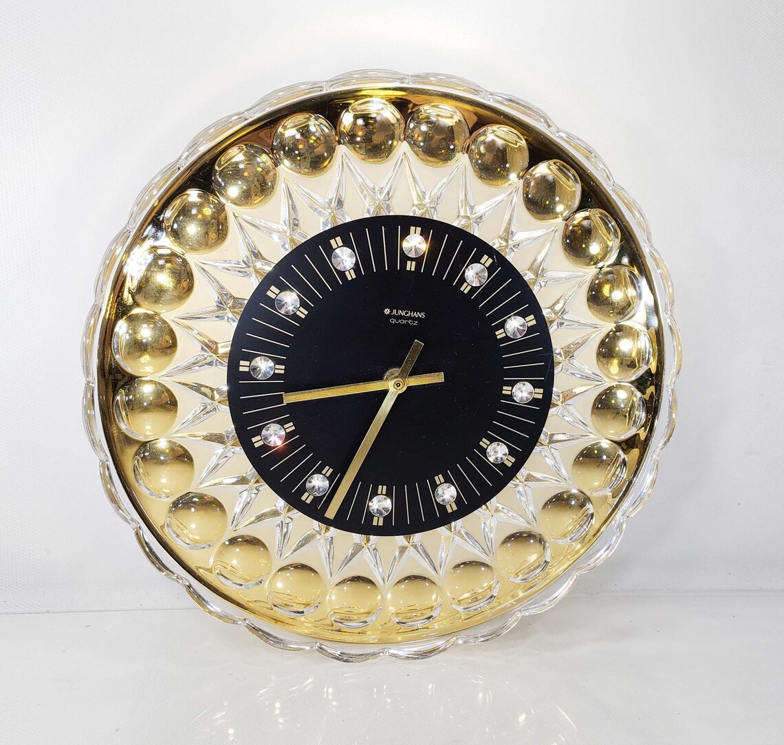 Beautiful 24K Gold and Crystal Wall Clock by Junghans 1960s Etsy