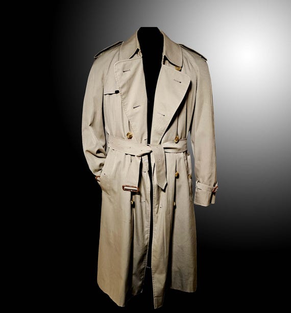 Authentic Mens Burberrys' Double Breasted Trench Coat with 100% Wool Liner - 50 Reg