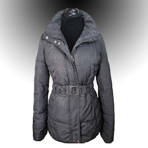 Chic Laundry Womens Charcoal Grey Belted Puffer Jacket By Shelli Segal sz Small
