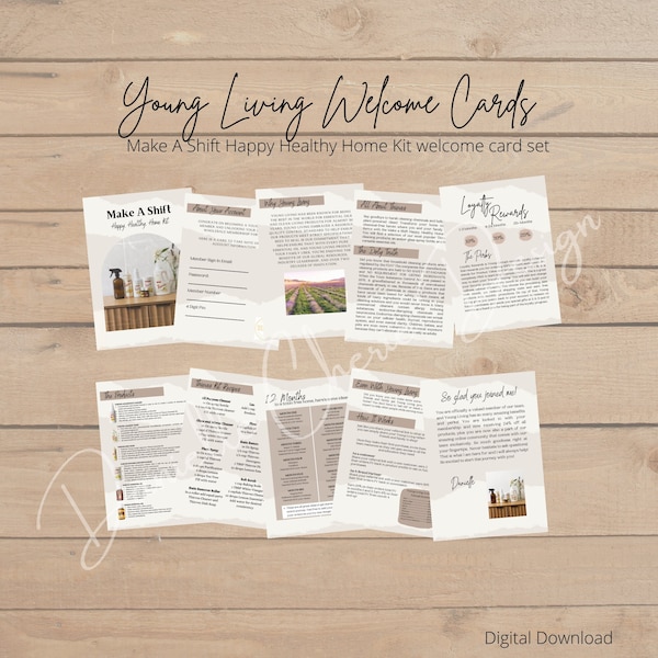 Young Living Make A Shift Welcome Cards | Thieves Happy Healthy Home Kit Bundle | Thieves  Make A Shift Kit | Edit in Canva | Canva Template