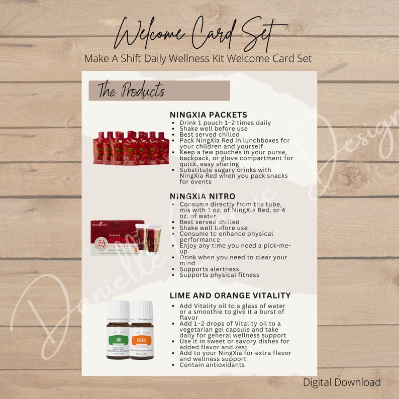 Young Living Make A Shift Welcome Cards Daily Wellness NingXia Kit Bundle Make A Shift Daily Wellness Canva Template Edit In Canva image 7