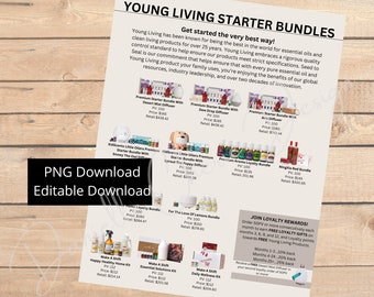 Young Living | Starter Bundles | Young Living Premium Starter Bundles | Young Living Bundles Printable | Edit In Canva | Canva Template