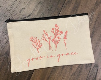 Beutel mit ätherischen Ölen | Grow In Grace Canvas-Reißverschlusstasche | Ganzheitliche Gesundheit | Kosmetiktasche | Wachse in Gnade | Tasche | Wachse in Gnade | Geschenk für Mama