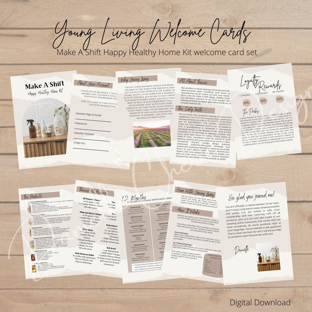 Young Living Make A Shift Welcome Cards Thieves Happy Healthy Home Kit ...