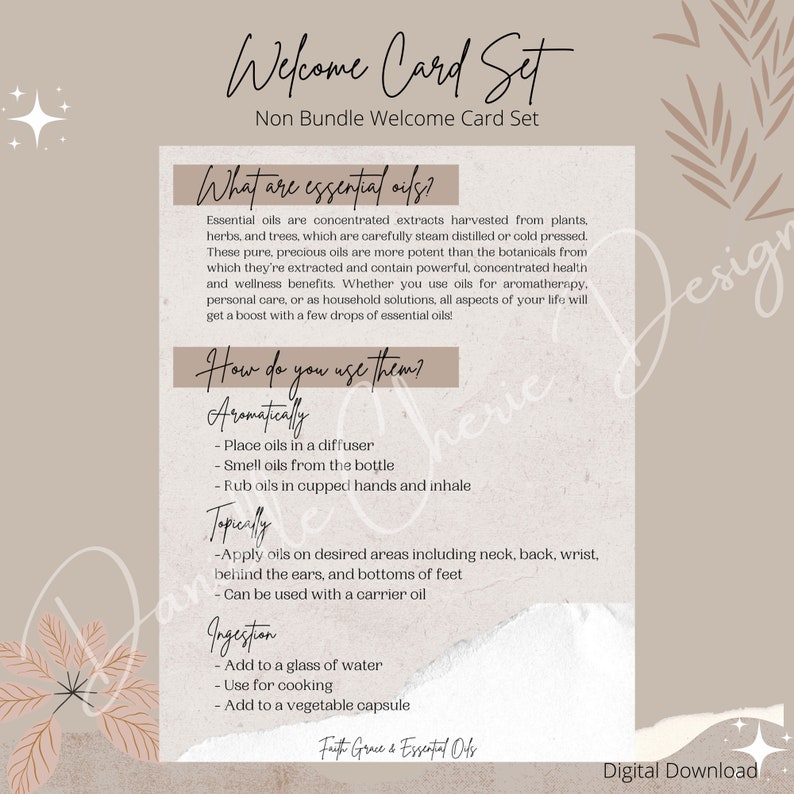 Young Living Non Bundle Welcome Card Set New Customer Welcome Cards Young Living New Member Cards Canva Template Canva Edit image 4