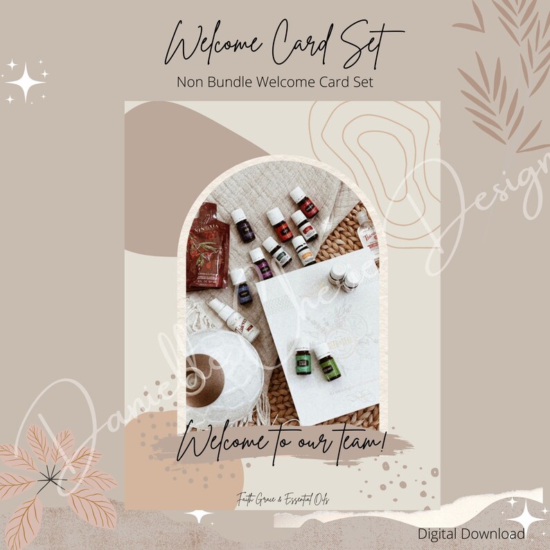 Young Living Non Bundle Welcome Card Set New Customer Welcome Cards Young Living New Member Cards Canva Template Canva Edit image 2