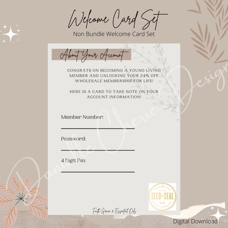 Young Living Non Bundle Welcome Card Set New Customer Welcome Cards Young Living New Member Cards Canva Template Canva Edit image 3