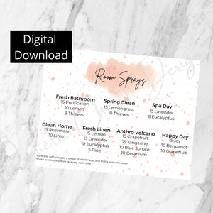 Young Living | Receptkaart voor kamerspray | Digitale download | Spray Card etherische oliën | Kamerspray | Canvassjabloon | Bewerken op canvas