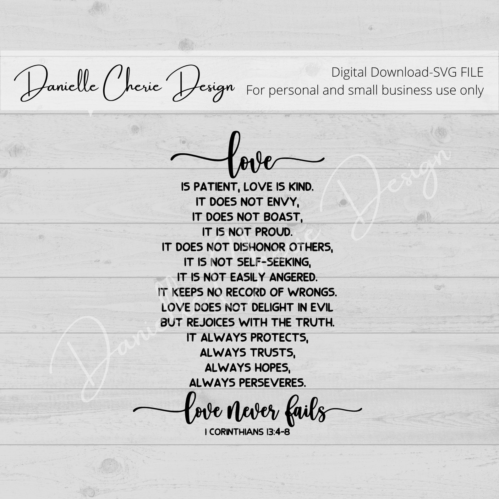 Love is Patient Love is Kind Love Never Fails SVG Cut File for Etsy