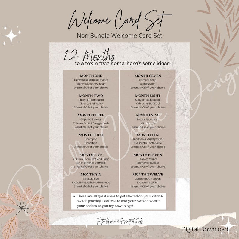 Young Living Non Bundle Welcome Card Set New Customer Welcome Cards Young Living New Member Cards Canva Template Canva Edit image 10