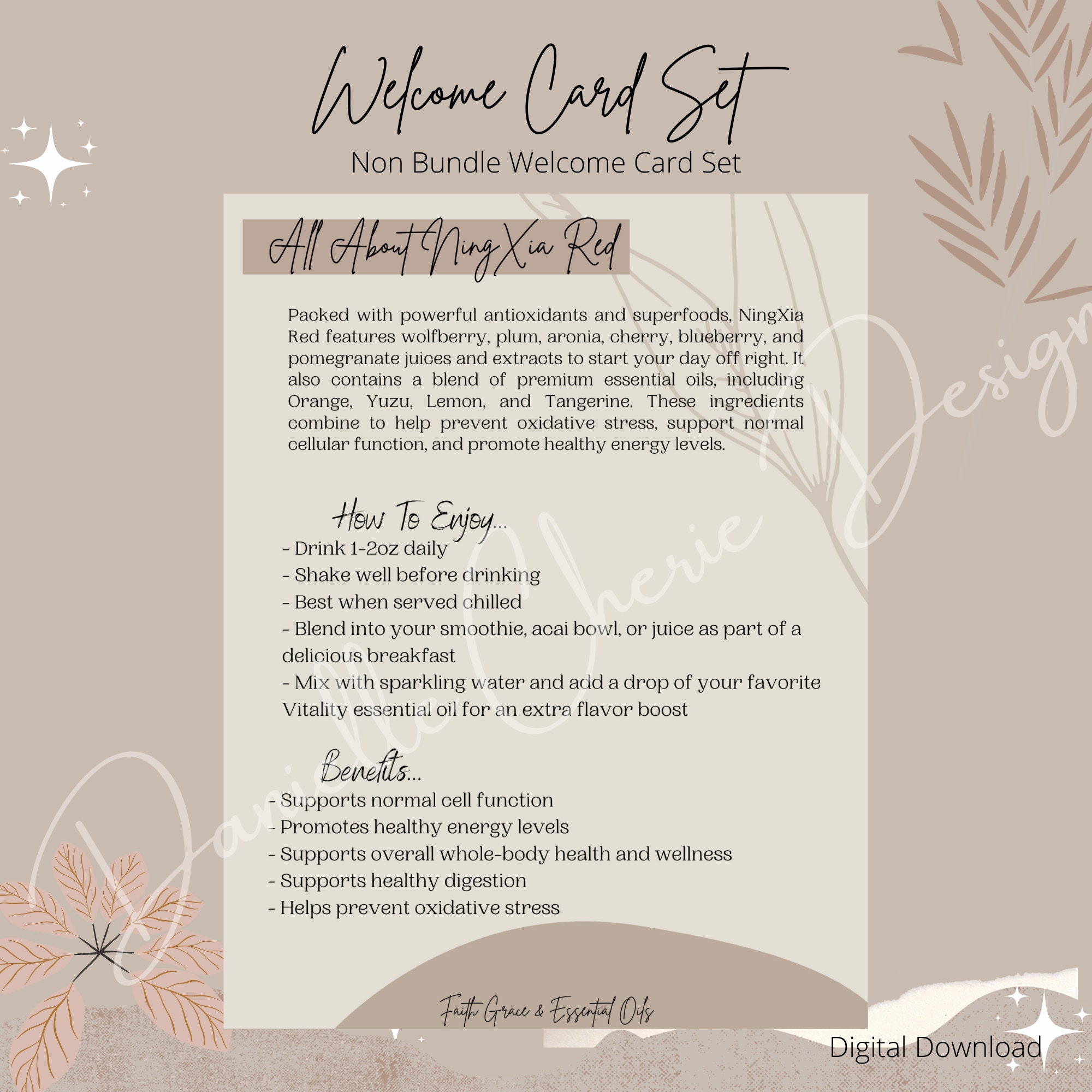 Young Living Non Bundle Welcome Card Set for New Member Sign Ups New ...