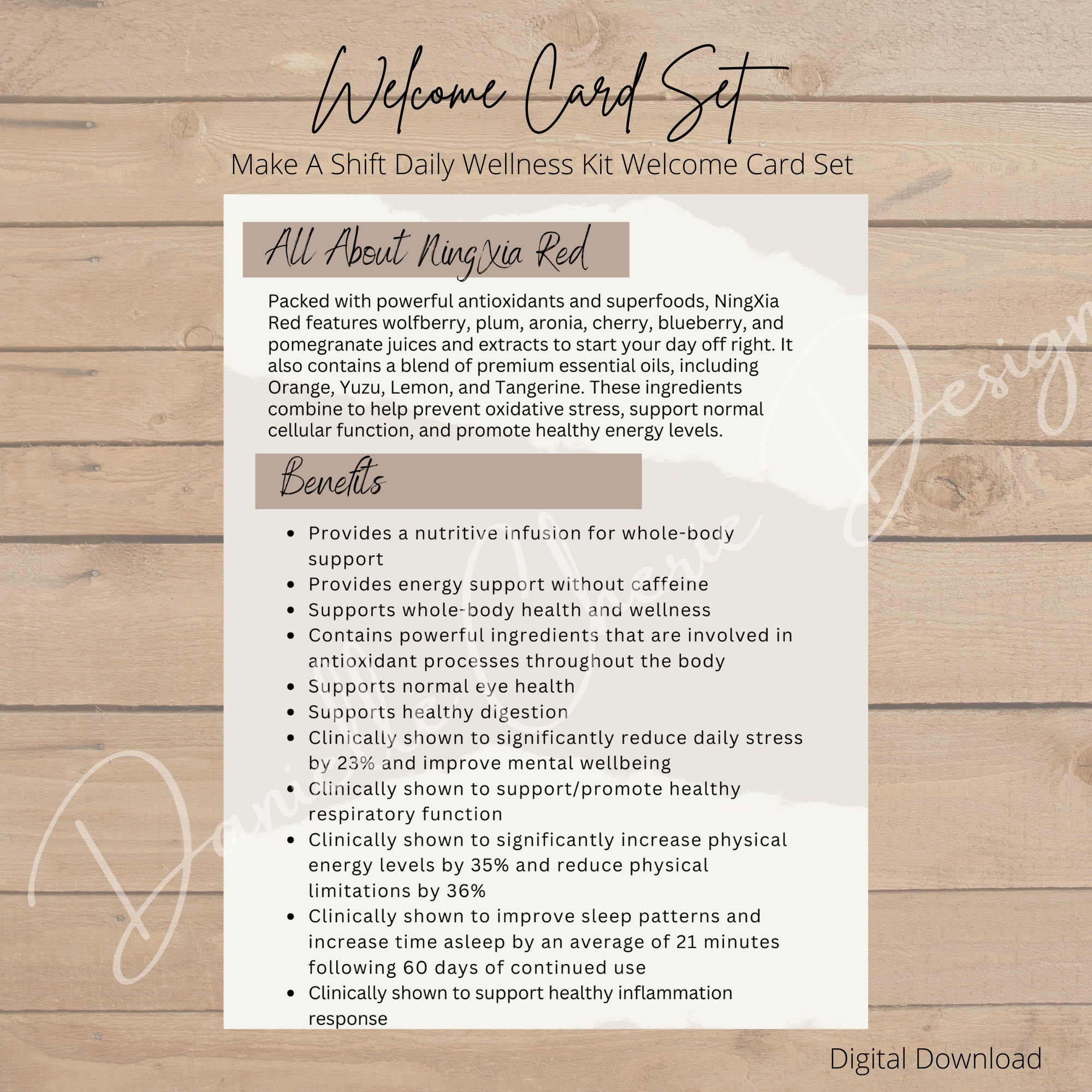 Young Living Make A Shift Welcome Cards Daily Wellness Ningxia Kit ...