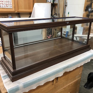 Large Duel Pistol/Rifle Display Case Wood and Glass - Walnut - Case, Base and Stands Only - Case is Available in Other Woods
