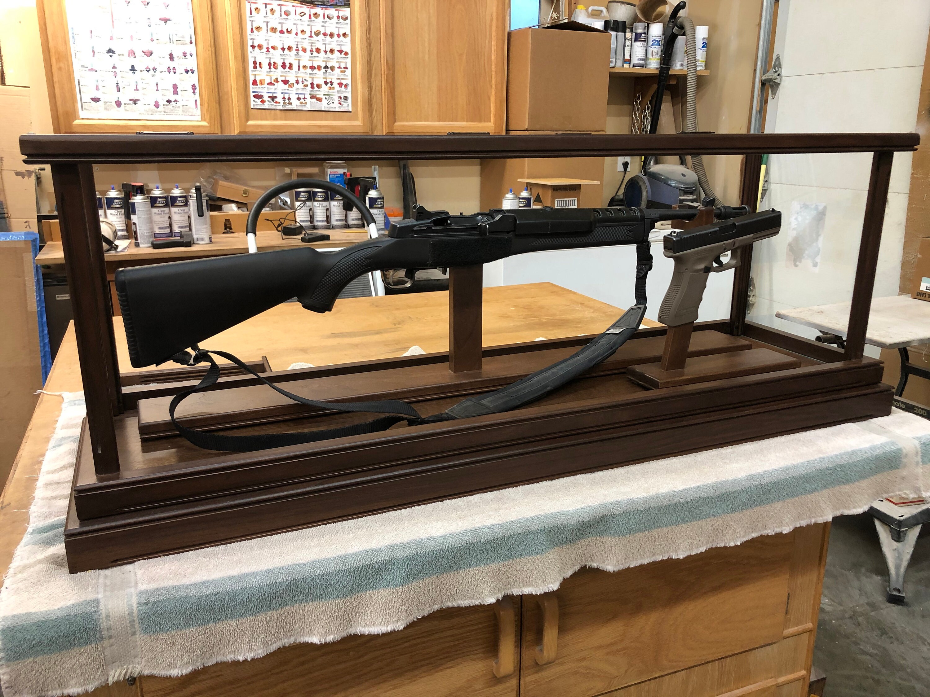 Large Duel Pistol/rifle Display Case Wood and Glass - Walnut - Case ...