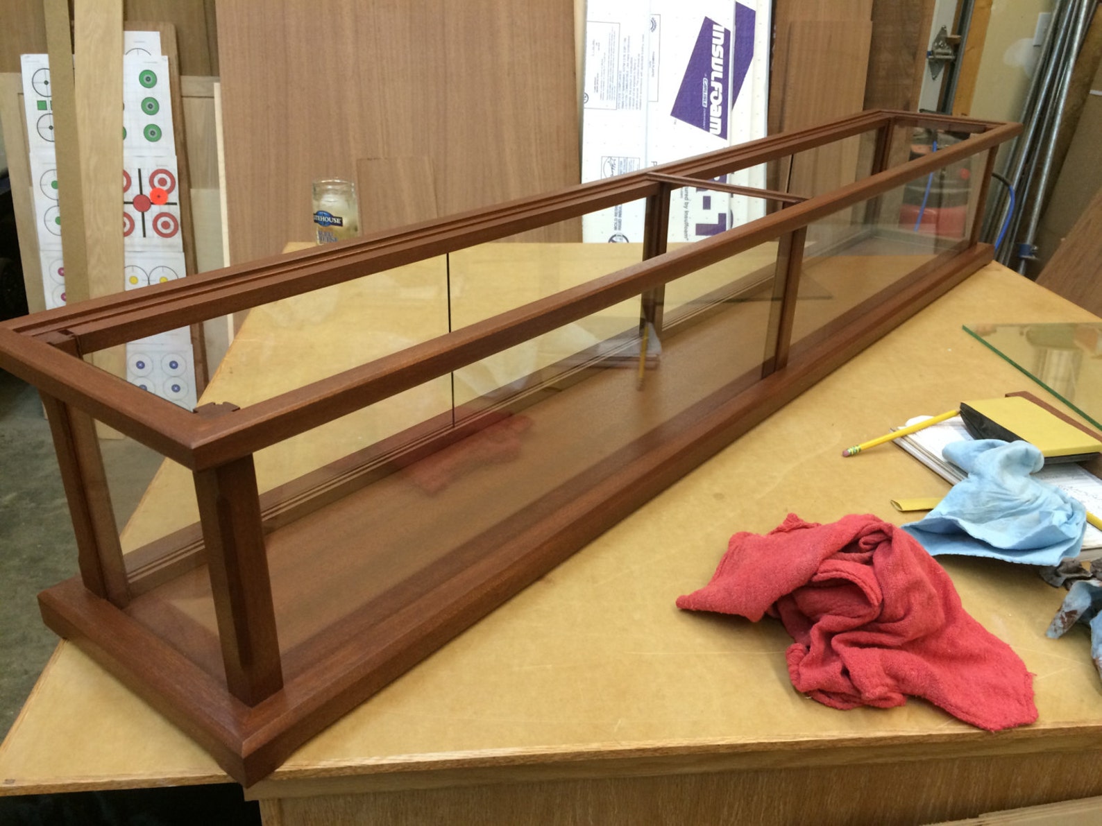 Commercial Wood and Glass Display Case / Models, Swords, Rifles Sapele