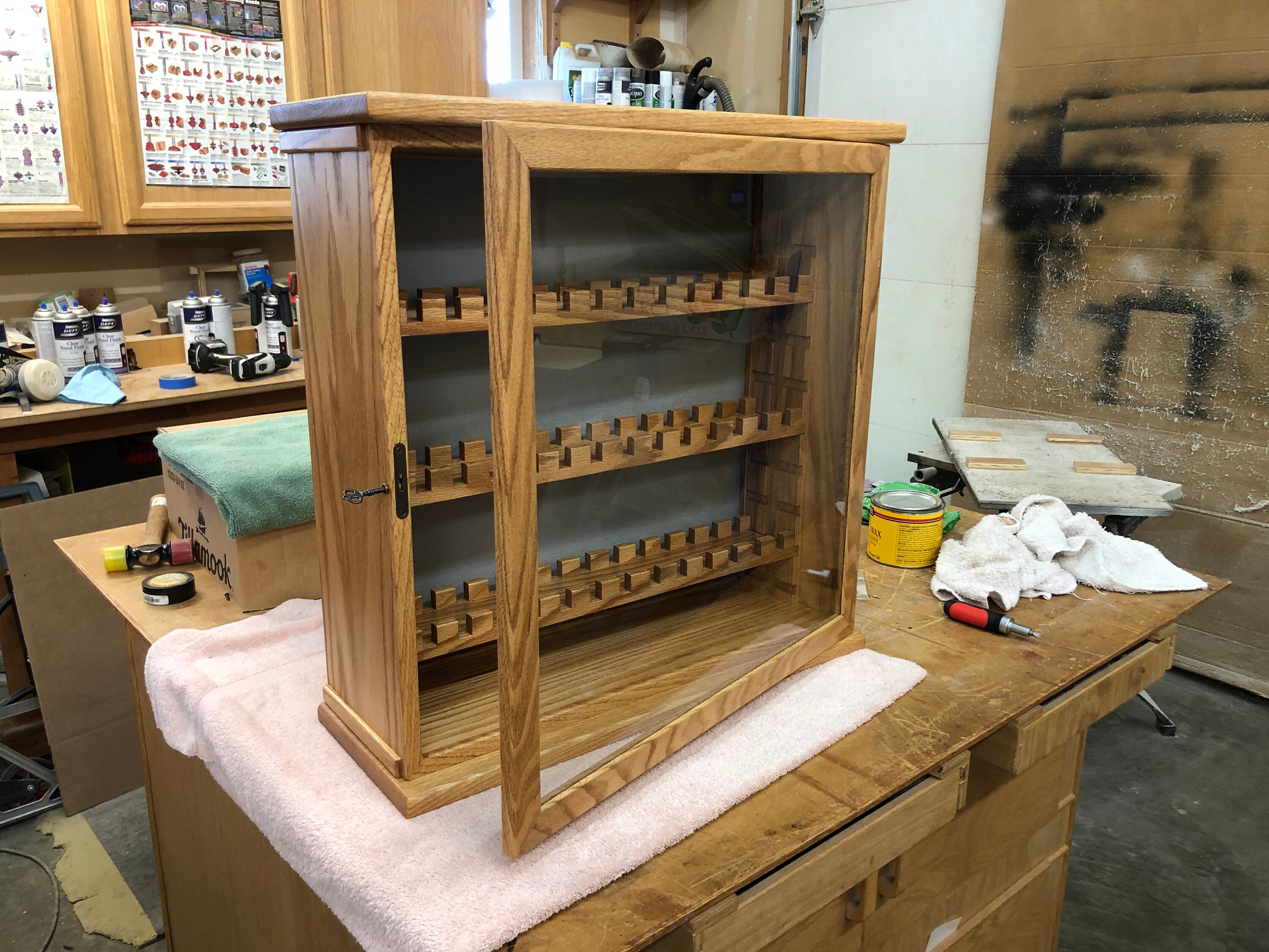 Small Magazine Display Case Wood and Glass Magazine Display Case Red Oak Holds 130 Luger Magazines ...