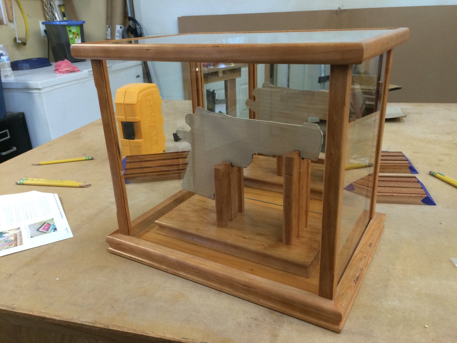 Pistol/gun Display Case Wood and Glass Cherry Case Only Stand Sold