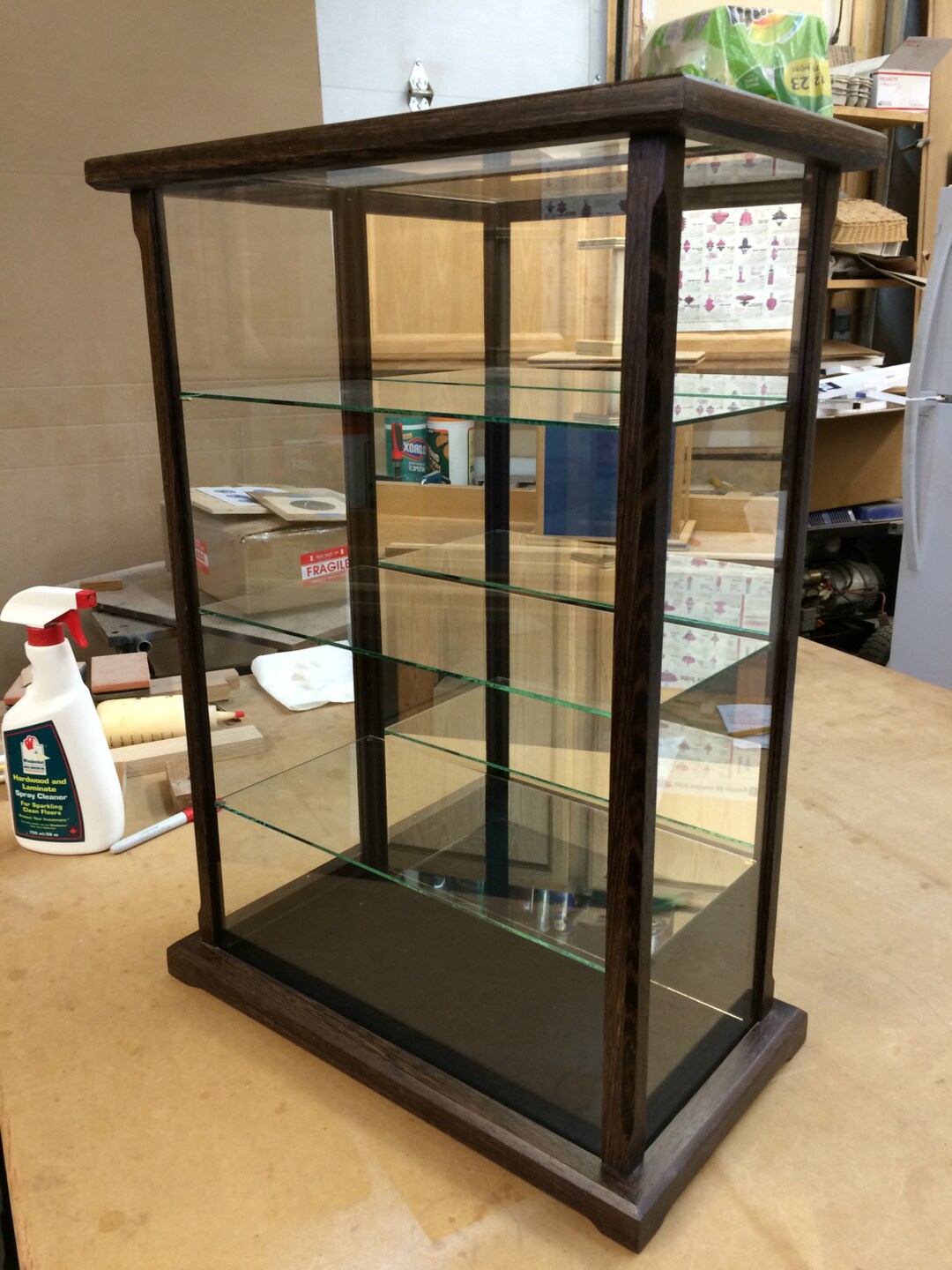 Wood and Glass Display Case for Dolls, Models, Crystal Figurines Wenge other Exotic Woods